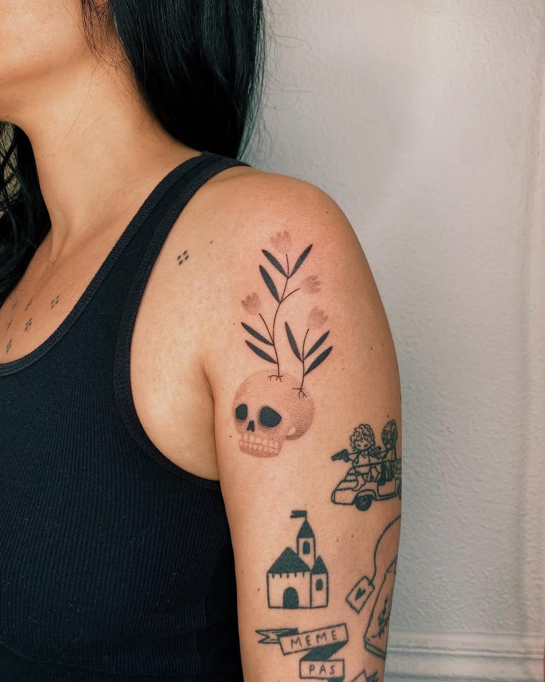 Tatouage crâne handpoke — annasuperpoke