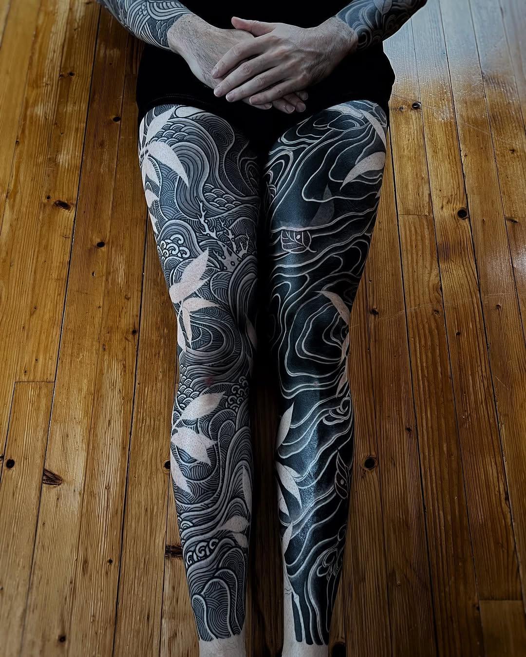 Tatouage manches de jambes géométriques black & grey — gakkinx