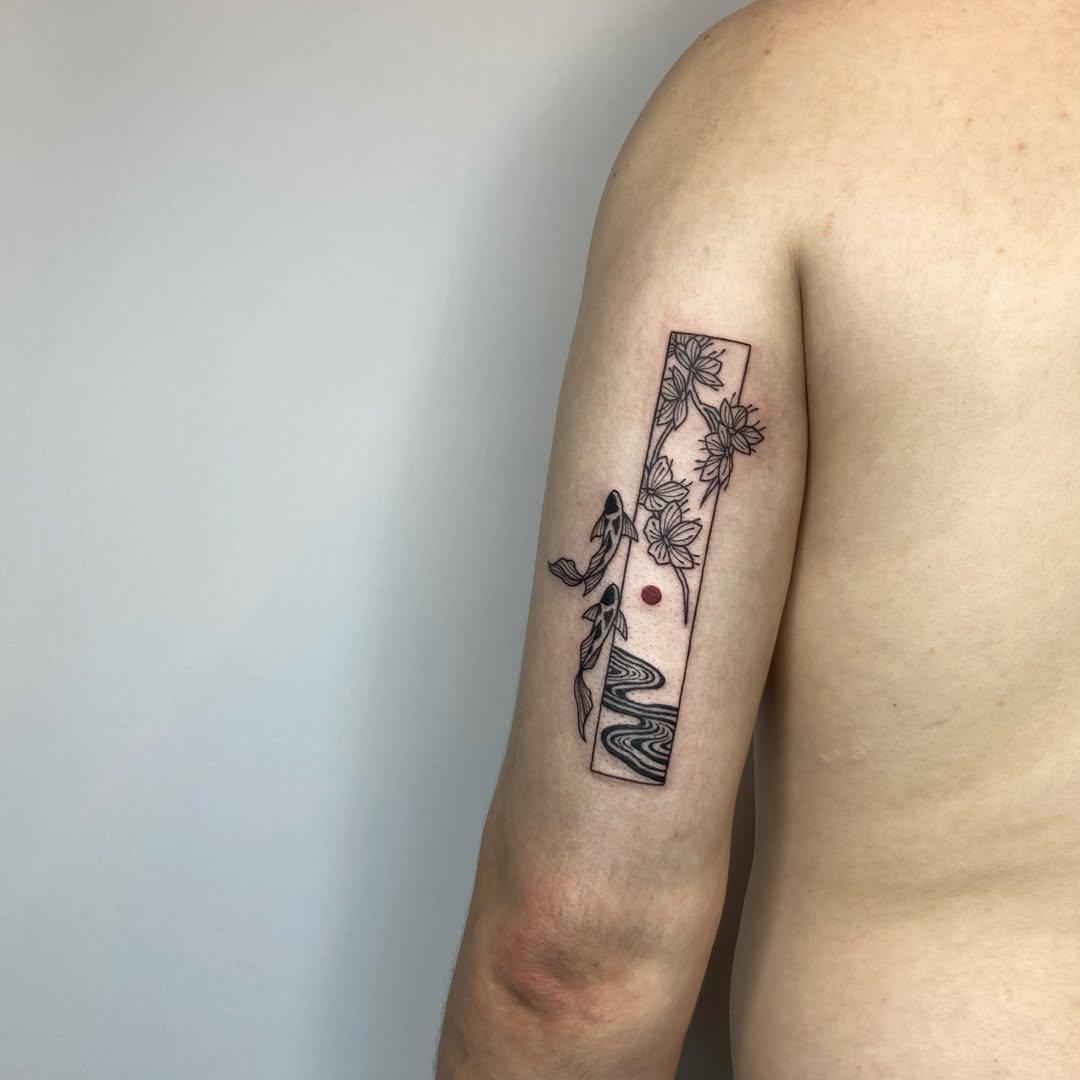 Tatouage floral et géométrique fine line — yoo.tattoo