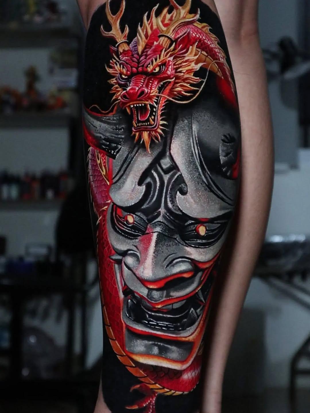 Tatouage masque Hanya japonais — omomtattoo