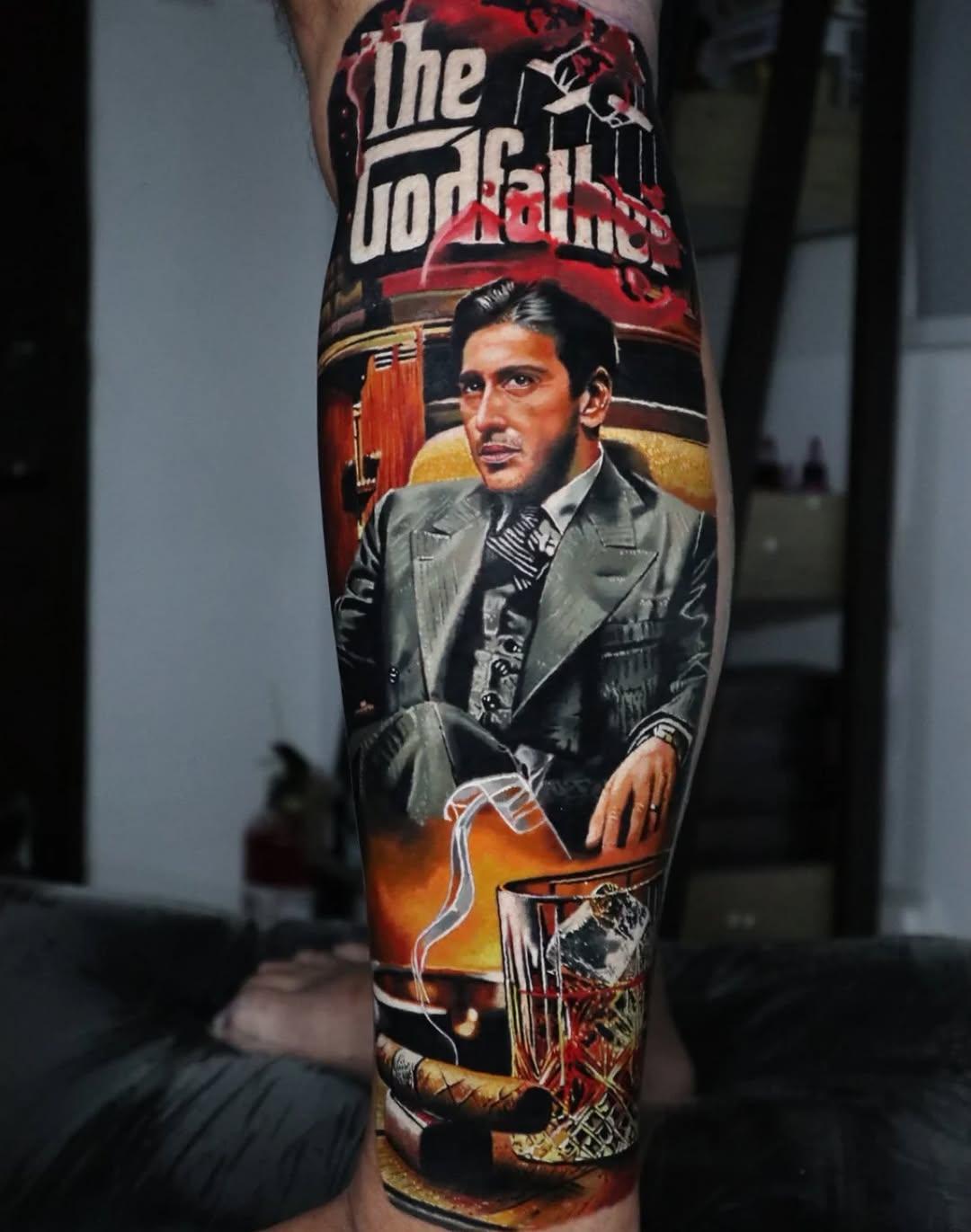 Tatouage portrait Michael Corleone Parrain — omomtattoo