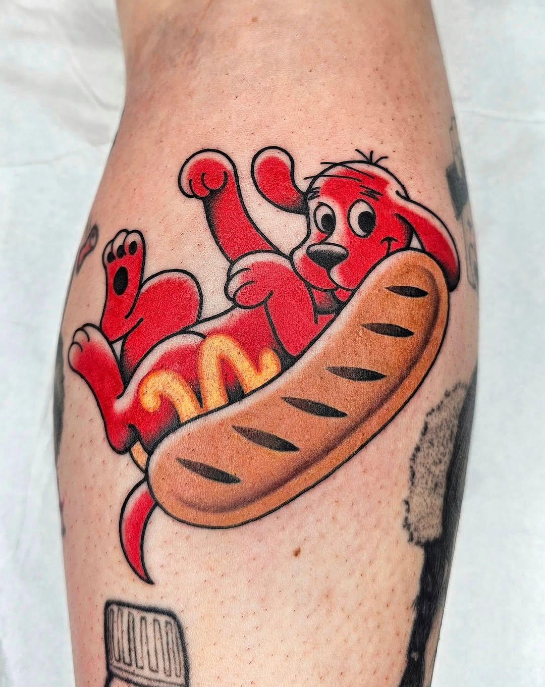 Tatouage Hot-dog chien cartoon — ab.ambre