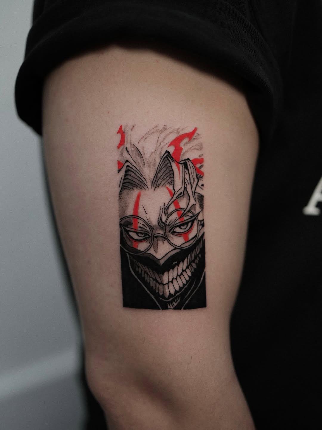 Tatouage Okarun manga blackwork — nokto.ttt