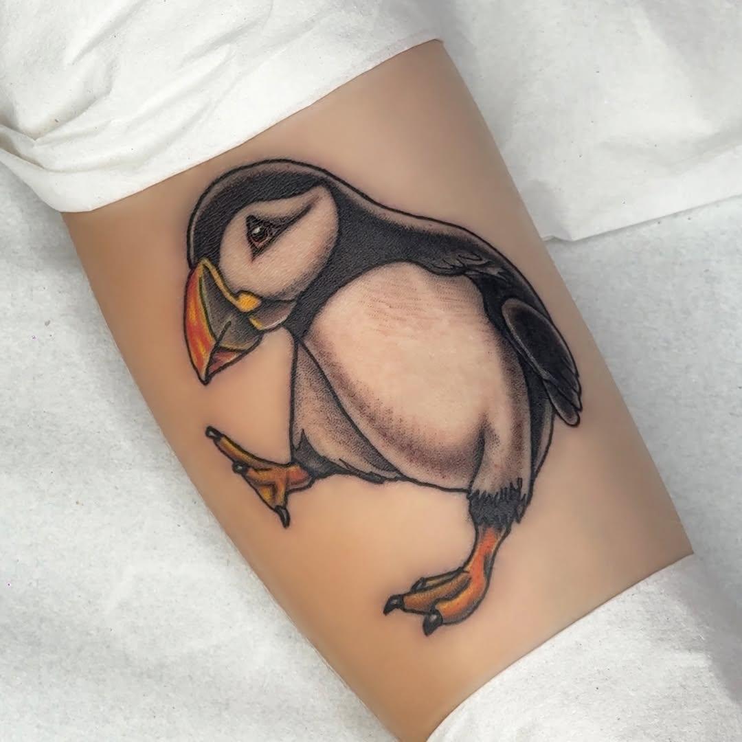 Tatouage macareux coloré — raychii_