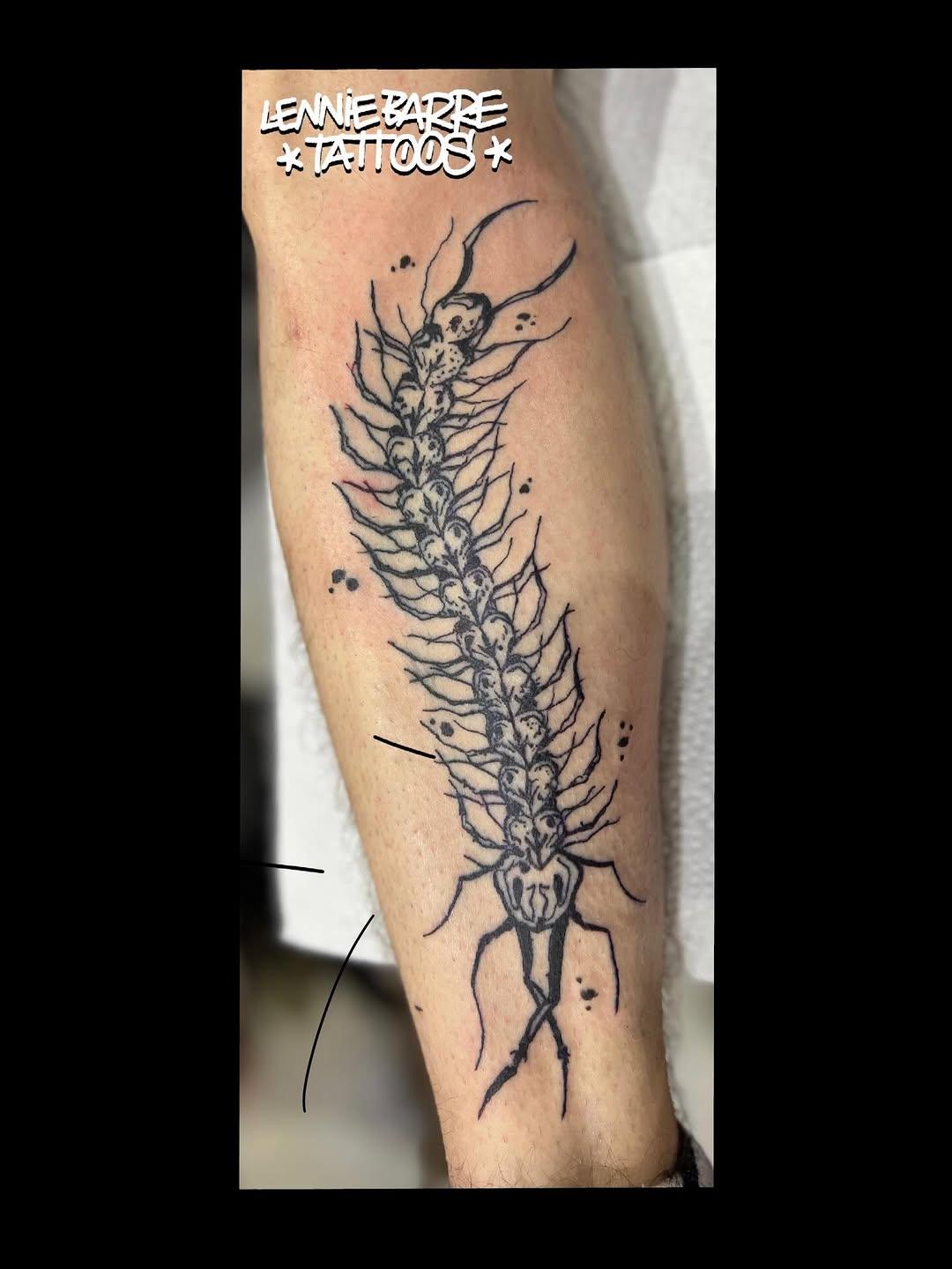 Tatouage scolopendre blackwork dark — lenniebarretattoos