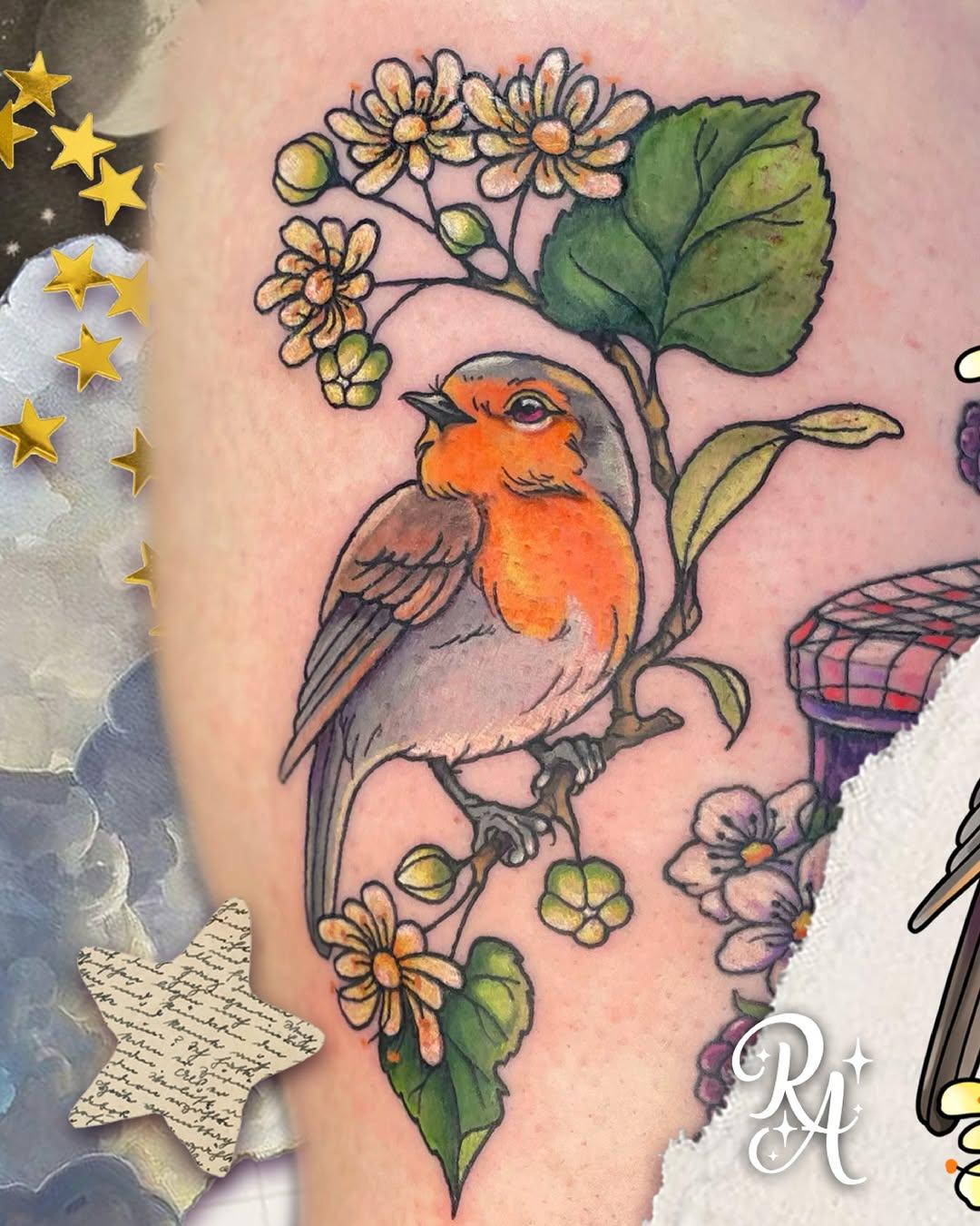 Tatouage rouge-gorge couleur — redancolie.tattoo