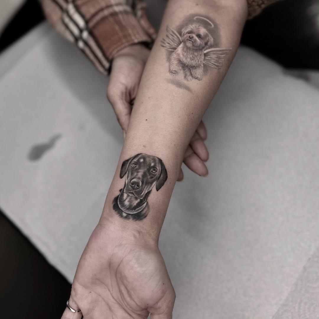 Tatouage portraits chiens avec ailes — ilyasargin