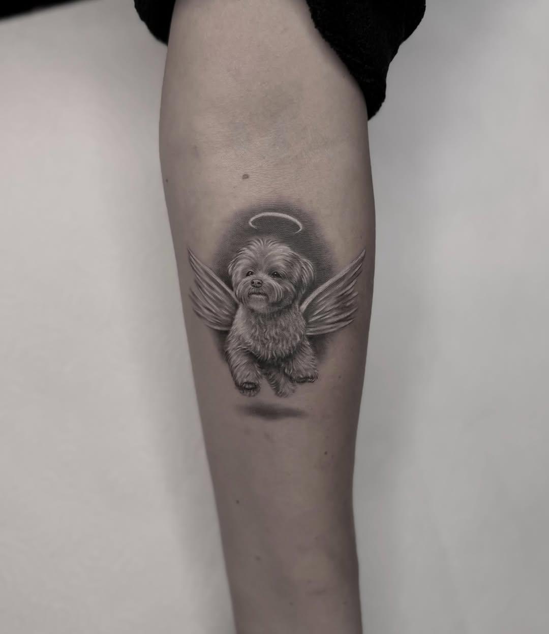 Tatouage chien avec ailes angelique — ilyasargin