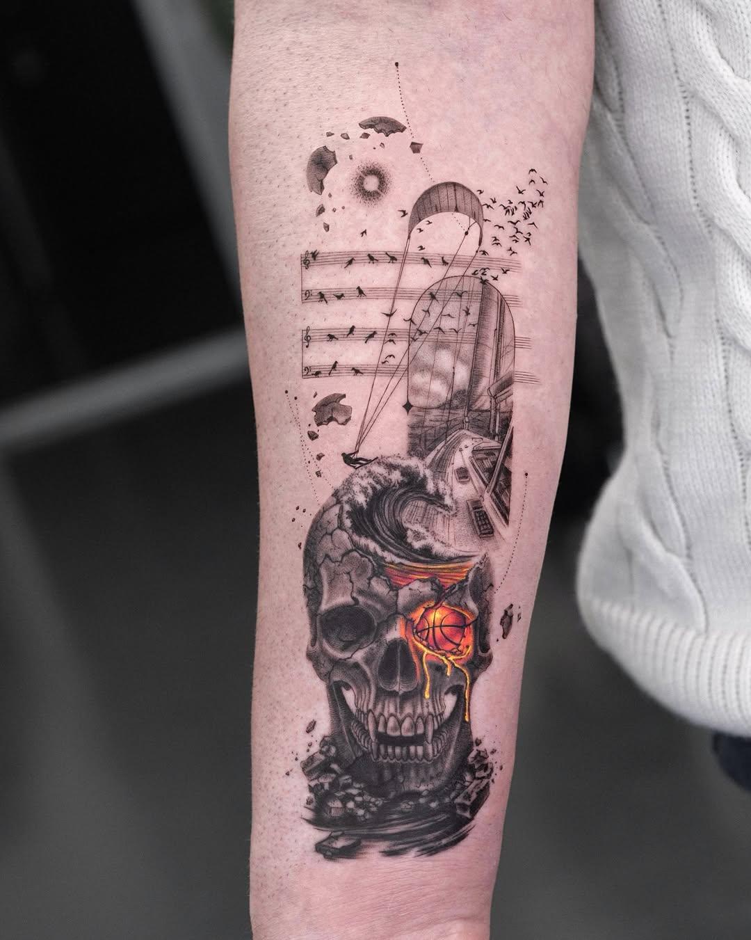 Tatouage Crâne avec éléments sportifs — gokceozaslan