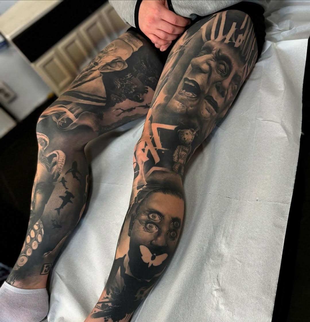 Tatouage Portraits leg sleeve — tsoietsoie