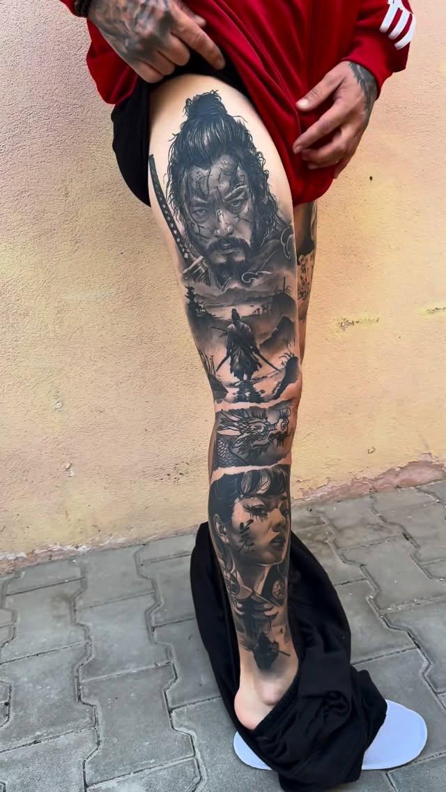 Tatouage Portraits leg sleeve — tsoietsoie