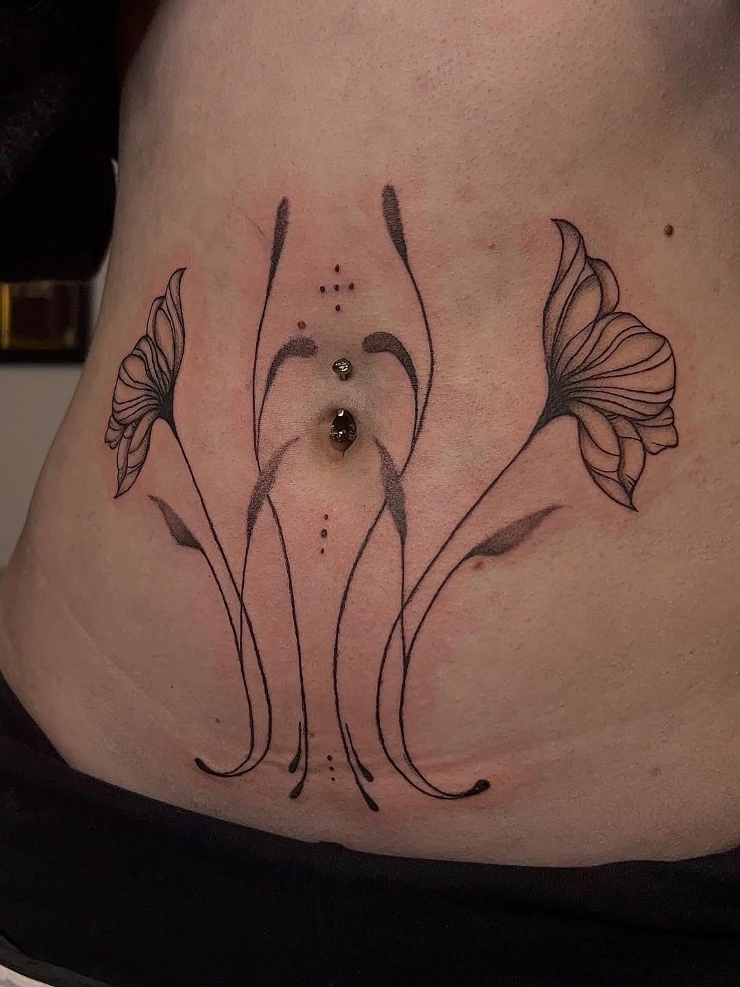 Flash floral revisité fine line — inkbyoce