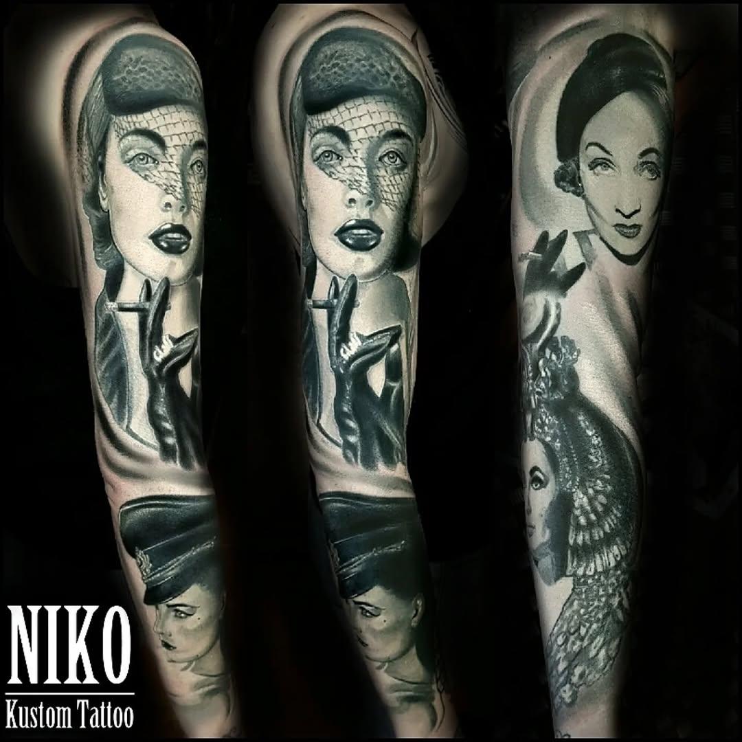 Tatouage manchette portraits cinéma — nikokustomtattoo