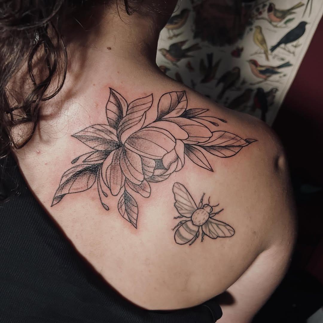 Pivoine blackwork floral — livealittle.ttt